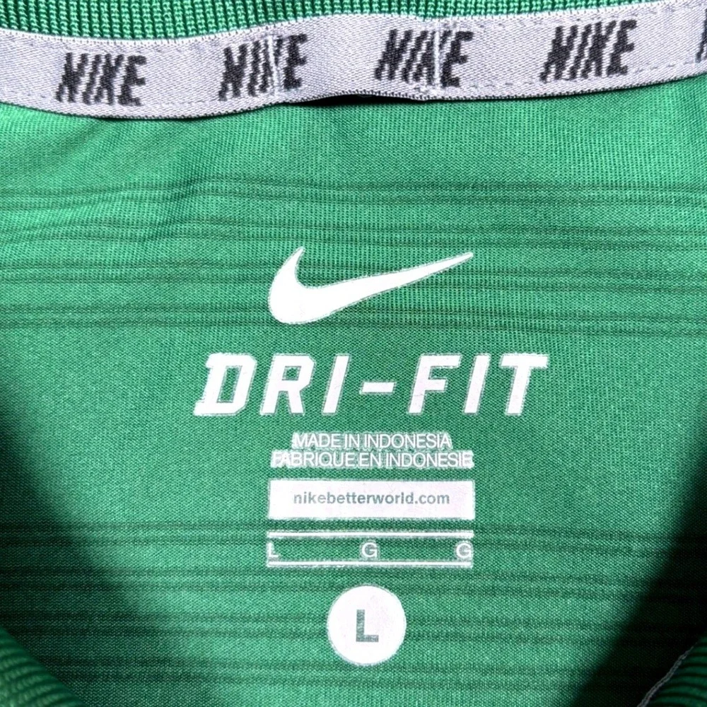 Hawks Nike Polo Shirt Men L Green Dri-FIT Embroider Stripe Performance Logo Golf